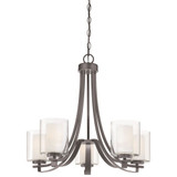 The Tennis Court - Chandelier 5 Light Sand Coal Steel/Glass in Transitional Style - 23 inches tall by 25.5 inches wide - 57-BEL-539085