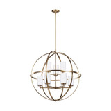 Nine Light Interlocking-Spherical Chandelier In Satin Bronze With Etched/White Inside Glass Made Of Steel-32.625X32.5 Inches - 73-BEL-2015693