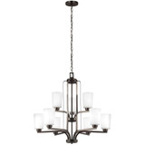 Mercer Edge - 9.5W Nine Light 2-Tier Chandelier - 73-BEL-2755154