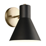 Steel 1 Light Cone Wall Sconce with Black Glass-8.38 Inches H x 7 Inches W - 73-BEL-2755351