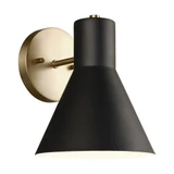 Steel 1 Light Cone Wall Sconce with Black Glass-8.38 Inches H x 7 Inches W - 73-BEL-2755351
