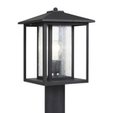 One Light Outdoor Post Lantern With Clean-Crisp Lines In Weathered Pewter With Clear Seeded Glass Made Of Aluminum - Size L9 W9 H15 - 73-BEL-1001905