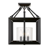 Smyth 3 Light 11.75 Inch Wide Semi Flush Mount by Golden - 2073-SF