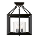 Smyth 3 Light 11.75 Inch Wide Semi Flush Mount by Golden - 2073-SF