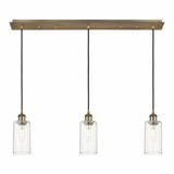 Crown Point 3 Light Cord Hung Linear Pendant 36.88 Inch Wide by Innovations - 123B-3P-G434-7
