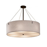 Textile Finials 8 Light Whte F1 Oversized Drum Pendant by Justice Design - FAB-9537-WHTE-F1