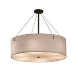 Textile Finials 8 Light Whte F1 Oversized Drum Pendant by Justice Design - FAB-9537-WHTE-F1
