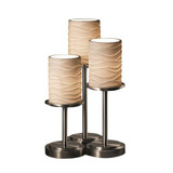 Limoges Dakota 3 Light Table Lamp with Waves Cylinder Shade by JD - POR-8797-10-WAVE
