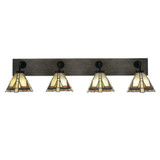 Oxbridge 4 Light Art Glass Vanity Light 37.75 Inch Length by Toltec - 1774-MBDW-9335