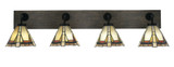 Oxbridge 4 Light Art Glass Vanity Light 37.75 Inch Length by Toltec - 1774-MBDW-9335