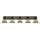 Oxbridge 5 Light Art Glass Vanity Light 47.75 Inch Length by Toltec - 1775-MBWG-9335