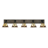 Oxbridge 5 Light Art Glass Vanity Light 47.75 Inch Length by Toltec - 1775-MBWG-9335