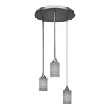 Empire 3 Light Steel Large Pendant 18 Inch Wide by Toltec - 2183-18-1125-