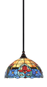 1 Light Medium Stem Hung Pendant 8.5 Inch Tall by Toltec - 23-BC-9359
