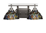 Odyssey 2 Light Art Glass Vanity Light 18.25 Inch Length by Toltec - 2612-BN-9955