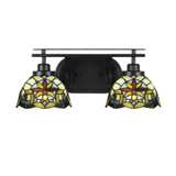 Odyssey 2 Light Art Glass Vanity Light 17.75 Inch Length by Toltec - 2612-MB-9355