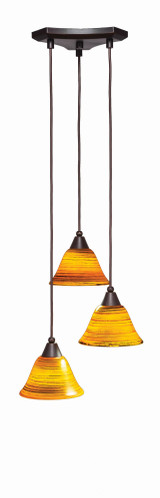 Europa 3 Light Steel Medium Pendant 13.25 Inch Wide by Toltec - 28-1325-725-