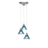 Europa 3 Light Steel Medium Pendant 14.5 Inch Wide by Toltec - 28-145-725-