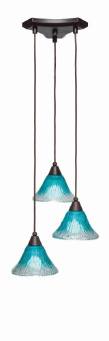 Europa 3 Light Steel Medium Pendant 14.5 Inch Wide by Toltec - 28-145-725-