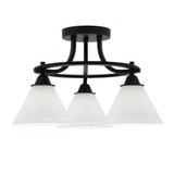 Paramount 3 Light 17 Inch Wide Steel Semi Flush Mount by Toltec - 3417-MB-302