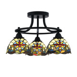 Paramount 3 Light 17.25 Inch Wide Semi Flush Mount by Toltec - 3417-MB-9355