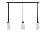 Any 3 Light Fusion Glass Linear Pendant 37.25 Inch Length by Toltec - 36-55-1325-3725