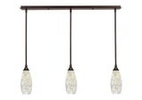 Any 3 Light Fusion Glass Linear Pendant 37.25 Inch Length by Toltec - 36-55-1325-3725