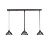 Any 3 Light Steel Linear Pendant 38.25 Inch Length by Toltec - 36-7-75-3825