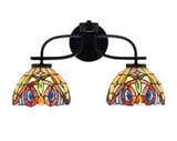 Cavella 2 Light Art Glass Vanity Light 10 Inch Tall by Toltec - 3912-MB-9425
