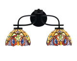 Cavella 2 Light Art Glass Vanity Light 10 Inch Tall by Toltec - 3912-MB-9425