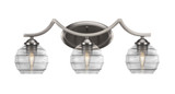 Zilo 3 Light Ribbed Glass Vanity Light 23 Inch Length by Toltec - 553-23-95