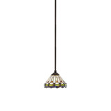 Zilo 1 Light Art Glass Stem Hung Small Pendant 7 Inch Wide by Toltec - 560-MB-9125