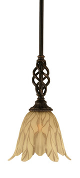 Elegante 1 Light Vanilla Glass Small Stem Pendant 11.75 Inch Tall by Toltec - 80-7-1175-