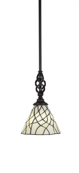 Elegante 1 Light Steel Small Stem Pendant 10.75 Inch Tall by Toltec - 80-7-1075-