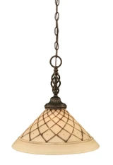 Elegante 1 Light Steel Large Pendant 15.75 Inch Tall by Toltec - 82-16-1575-
