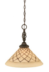 Elegante 1 Light Steel Large Pendant 15.75 Inch Tall by Toltec - 82-16-1575-