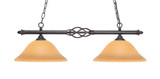 Elegante 2 Light Medium Linear Island Pendant 33.25 Inch Length by Toltec - 862-12-95-3325