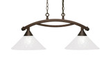 Bow 2 Light Steel Medium Linear Island Pendant 33 Inch Length by Toltec - 872-12-135-33