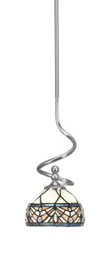 Capri 1 Light Steel Small Stem Hung Pendant 15 Inch Tall by Toltec - 901-BN-9485