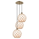 Farmhouse Rope 3 Light Cord Hung Pendant 37X 16.5 Inch Wide by Innovations - 113B-3P-G12-10R