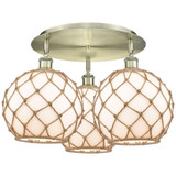 Farmhouse Rope 3 Light Flush Mount 14 Inch X 21.75 Inch by Innovations - 516-3C-G12-10R
