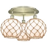 Farmhouse Rope 3 Light Flush Mount 14 Inch X 21.75 Inch by Innovations - 516-3C-G12-10R
