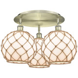 Farmhouse Rope 3 Light Flush Mount 14 Inch X 21.75 Inch by Innovations - 516-3C-G12-10R