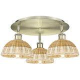 Bristol Natural II 3 Light Flush Mount 8.75X 19.25 Inch Wide by Innovations - 516-3C-NBD2-75