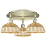 Bristol Natural II 3 Light Flush Mount 9.5X 20.75 Inch Wide by Innovations - 516-3C-NBD2-9