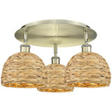 Woven Rattan 3 Light Flush Mount 10.75 Inch X 19.75 Inch by Innovations - 516-3C-RBD-8