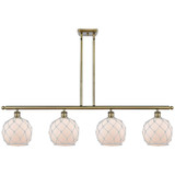 Farmhouse Rope 4 Light Stem Hung Island 10.5 Inch X 48 Inch by Innovations - 516-4I-G12-8R
