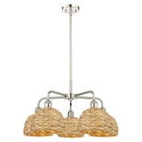 Woven Rattan 5 Light Stem Hung Chandelier 26.5 Inch Wide by Innovations - 516-5CR-RBD-8