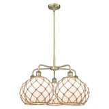 Farmhouse Rope 5 Light Stem Hung Chandelier 28.5 Inch Wide by Innovations - 516-5CR-G12-10R
