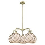 Farmhouse Rope 5 Light Stem Hung Chandelier 26.5 Inch Wide by Innovations - 516-5CR-G12-8R